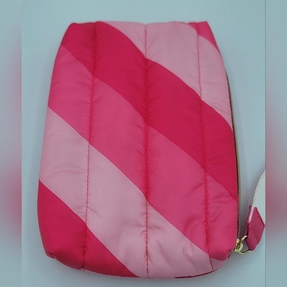 Estee Lauder Pink Stripe Puffy Cosmetic Case Clutch Wristlet #1275 - Picture 7 of 9